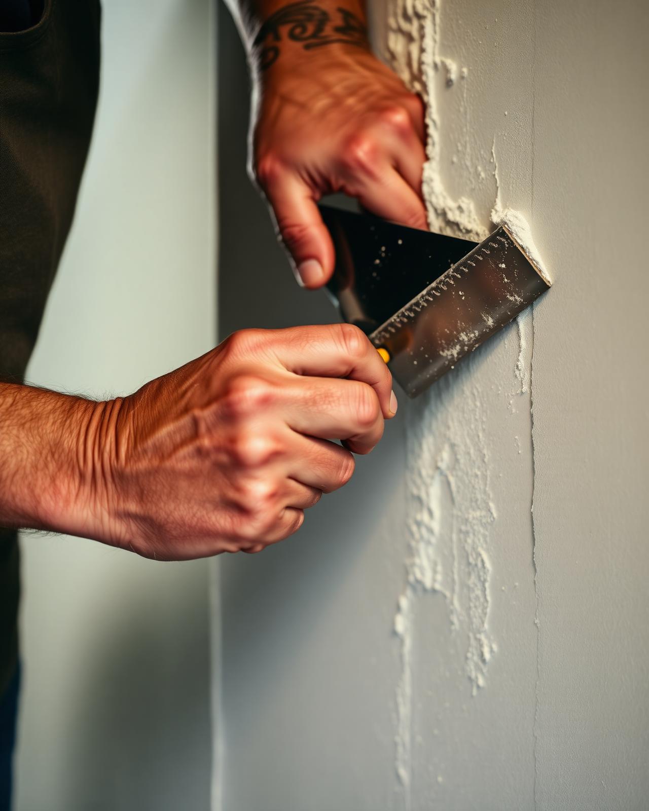 An ART J craftsman plastering a wall
